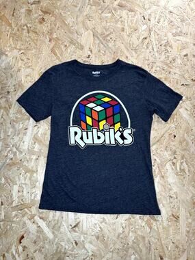 Rubiks Cube Graphic T-Shirt Mens Medium Dark Gray Heather Retro Puzzle Tee